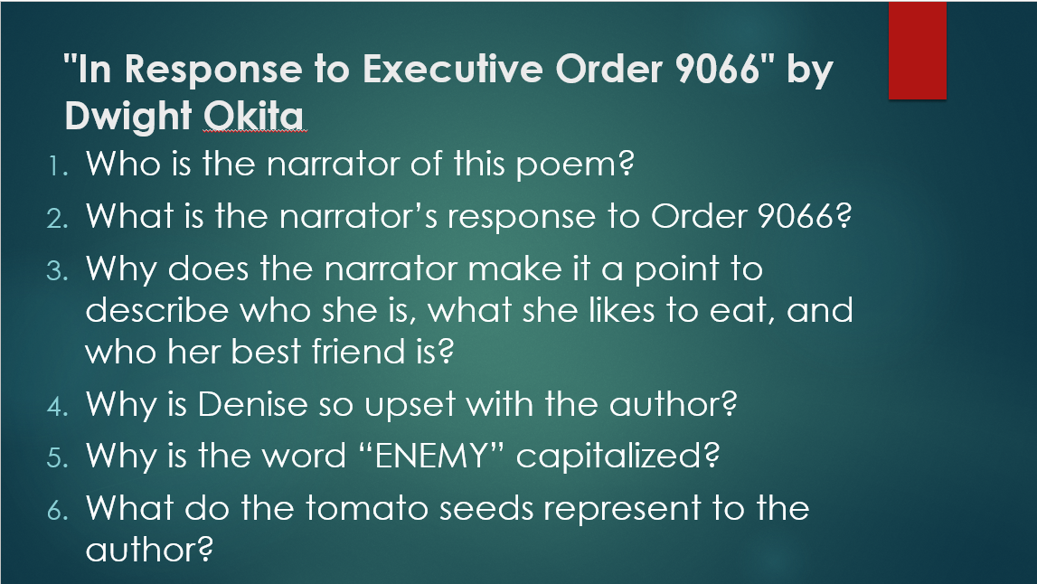 In response to executive order 9066 essay